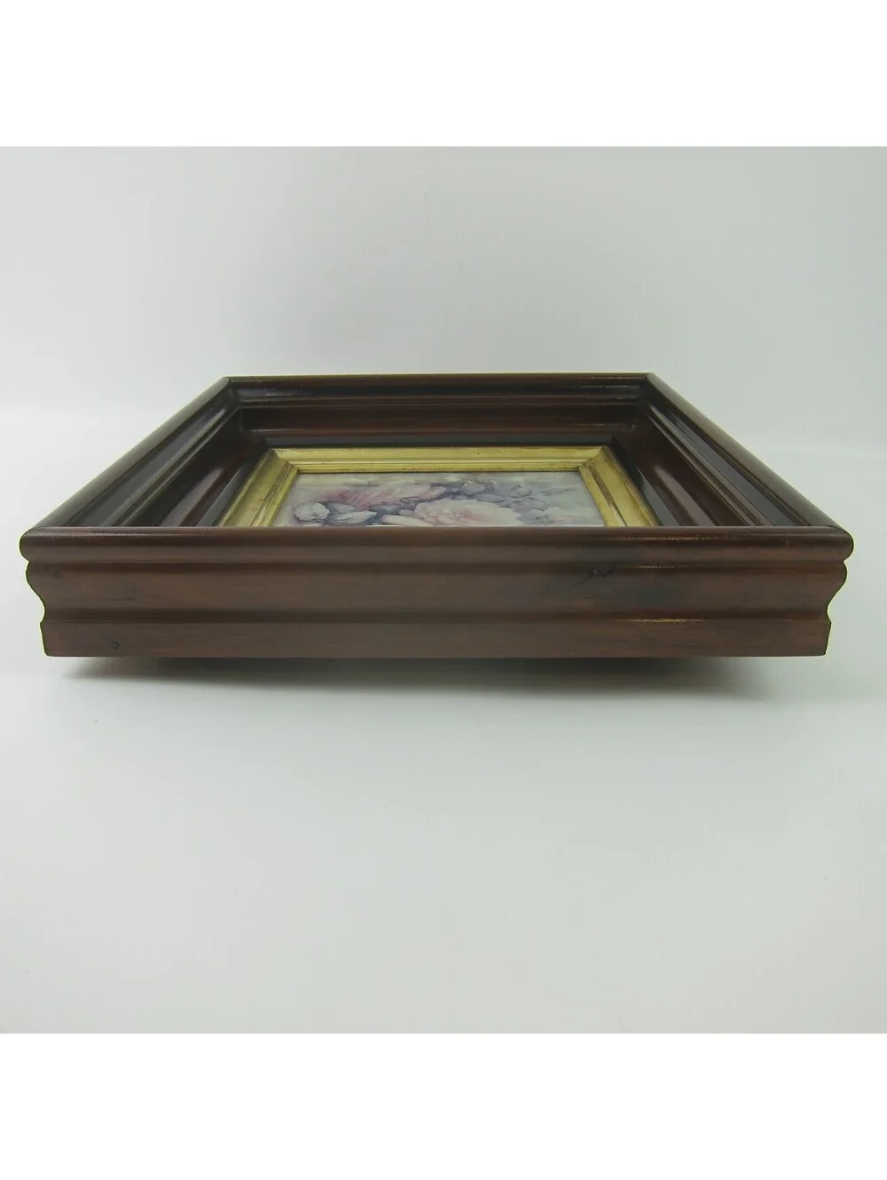 Antique Victorian Deep Picture Frame Wood Gold Gilt Vntg Sonie Ames Roses Print